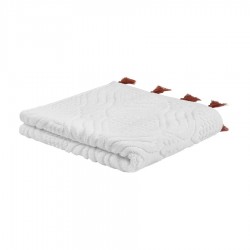 Полотенце для рук белое, с кисточками цвета красной глины из коллекции essential, 50х90 см