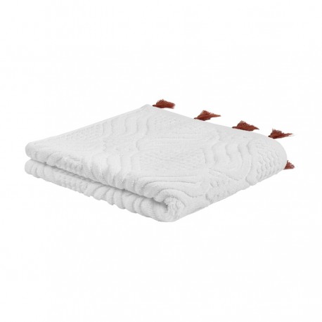 Полотенце для рук белое, с кисточками цвета красной глины из коллекции essential, 50х90 см