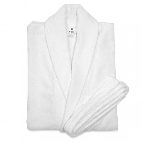 Халат махровый из чесаного хлопка белого цвета из коллекции essential, размер xl