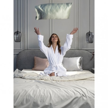 Халат махровый из чесаного хлопка белого цвета из коллекции essential, размер xl