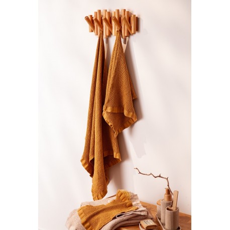 Полотенце для лица из умягченной вафли цвета охры из коллекции essential, 30x30 см