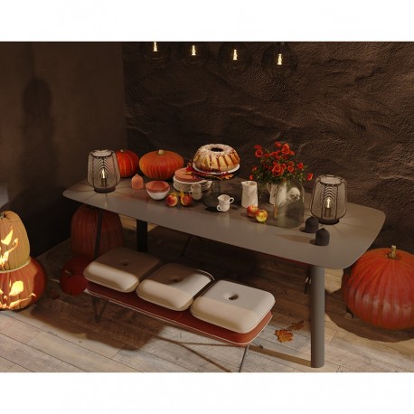 Банкетка pea, велюр, бежевая/бордовая