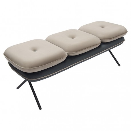 Банкетка pea, велюр, бежевая/темно-серая