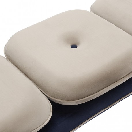 Банкетка pea, велюр, бежевая/темно-синяя