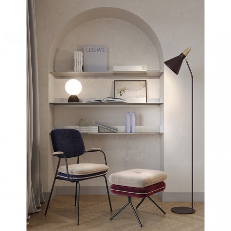 Пуф pea, велюр, бежевый/бордовый