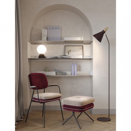 Пуф pea, велюр, бежевый/бордовый