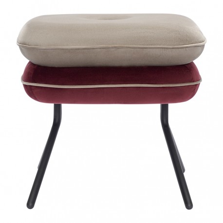 Пуф pea, велюр, бежевый/бордовый