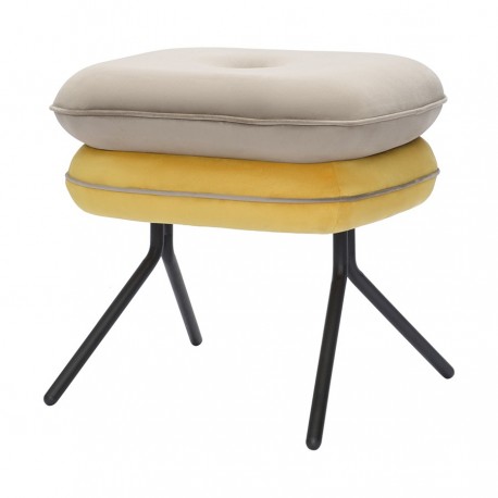 Пуф pea, велюр, бежевый/желтый