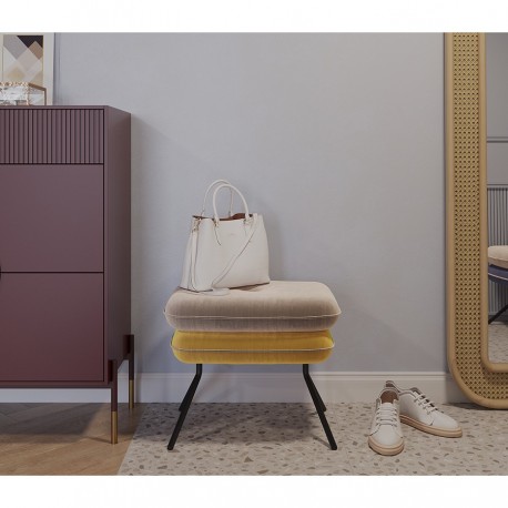 Пуф pea, велюр, бежевый/желтый