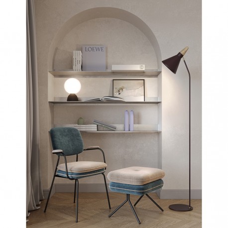 Пуф pea, велюр, бежевый/сине-зеленый