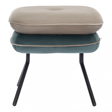 Пуф pea, велюр, бежевый/сине-зеленый