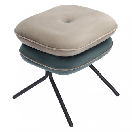 Пуф pea, велюр, бежевый/сине-зеленый
