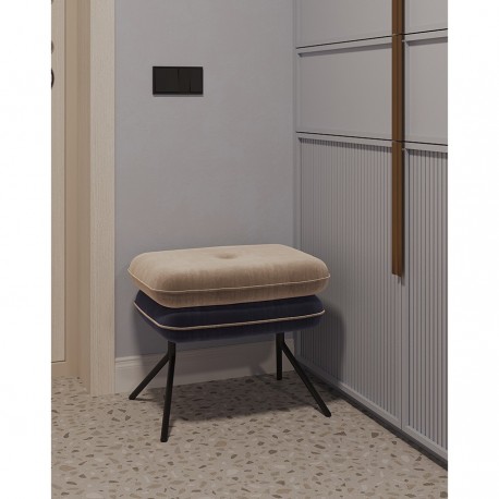 Пуф pea, велюр, бежевый/темно-синий