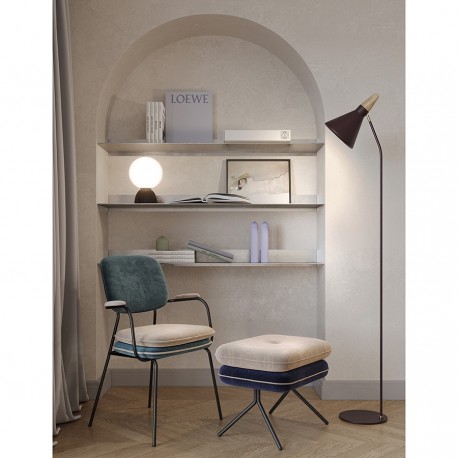 Пуф pea, велюр, бежевый/темно-синий