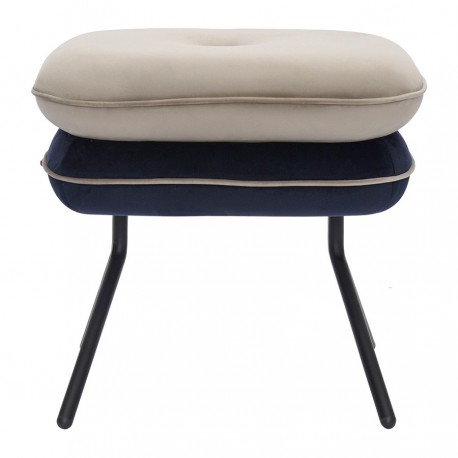 Пуф pea, велюр, бежевый/темно-синий
