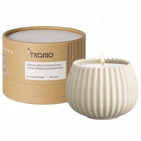 Свеча ароматическая musk, rose & cedarwood из коллекции edge, бежевый, 30 ч