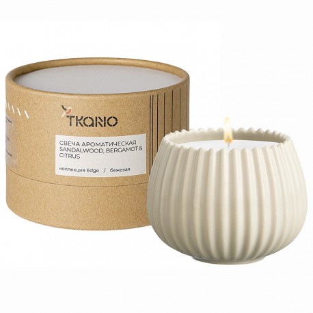 Свеча ароматическая sandalwood, bergamot & citrus из коллекции edge, бежевый, 30 ч