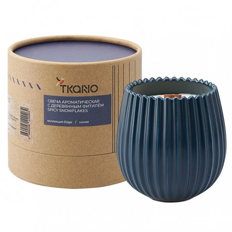 Свеча ароматическая с деревянным фитилём spicy snowflakes из коллекции edge, синий, 60 ч