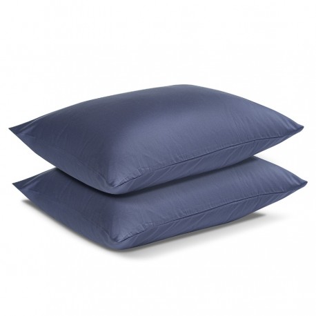 Комплект постельного белья двуспальный из сатина темно-синего цвета из коллекции essential