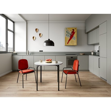 Стол обеденный ror, D90 см, черный/серый