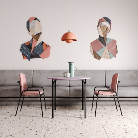 Стол обеденный ror, D90 см, черный/серый