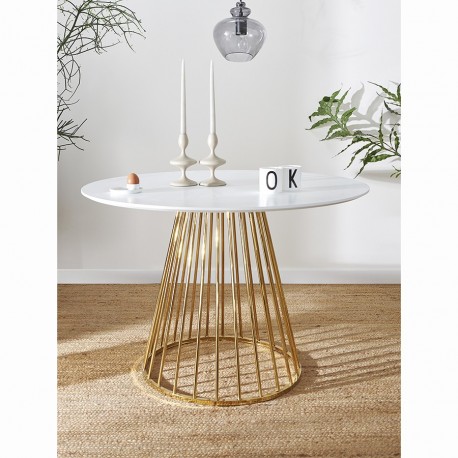 Стол обеденный tyra, D110 см, белый/золотой
