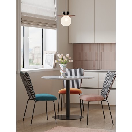 Стол обеденный trond, D100 см, белый мрамор/черный