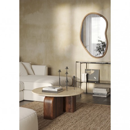 Столик кофейный torhill, D80 см, бежевый/орех