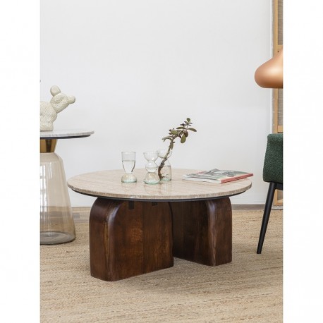 Столик кофейный torhill, D80 см, бежевый/орех