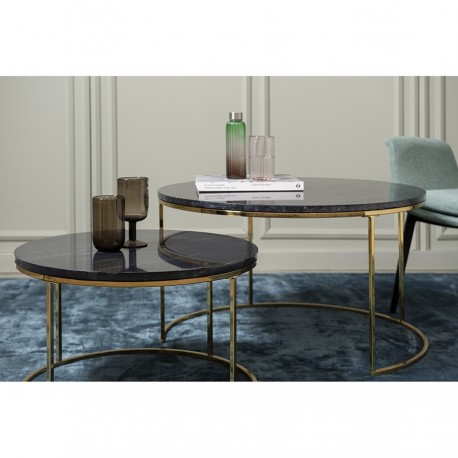 Набор из 2-х журнальных столиков hans, D60 см и D80 см, черный мрамор