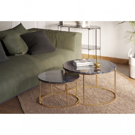 Набор из 2-х журнальных столиков hans, D60 см и D80 см, черный мрамор