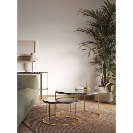 Набор из 2-х журнальных столиков hans, D60 см и D80 см, черный мрамор