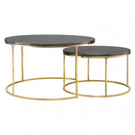Набор из 2-х журнальных столиков hans, D60 см и D80 см, черный мрамор
