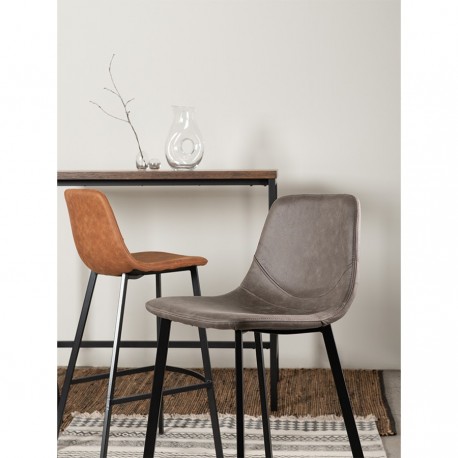 Стул барный hugh, экокожа, серо-коричневый