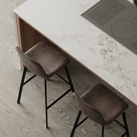 Стул барный hugh, экокожа, серо-коричневый