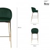 Стул барный coral, велюр, темно-зеленый