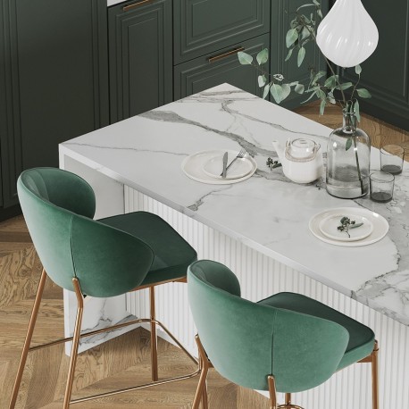 Стул барный coral, велюр, темно-зеленый