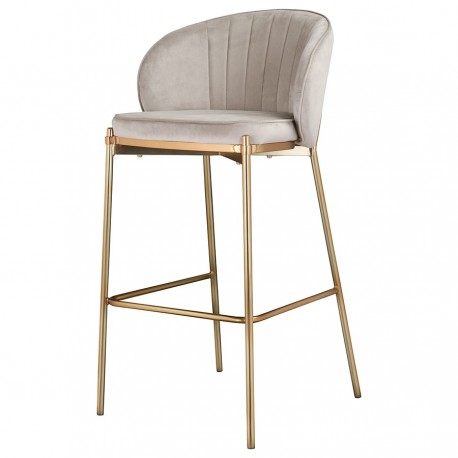 Стул барный coral, велюр, серо-бежевый