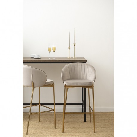 Стул барный coral, велюр, серо-бежевый