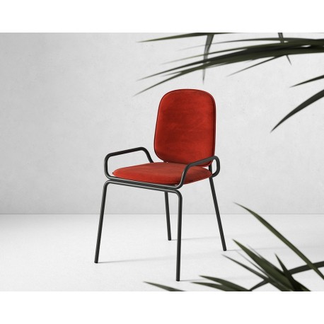 Стул ror, double frame, велюр, черный/темно-красный