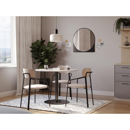 Стул ror, round, велюр, черный/бежевый