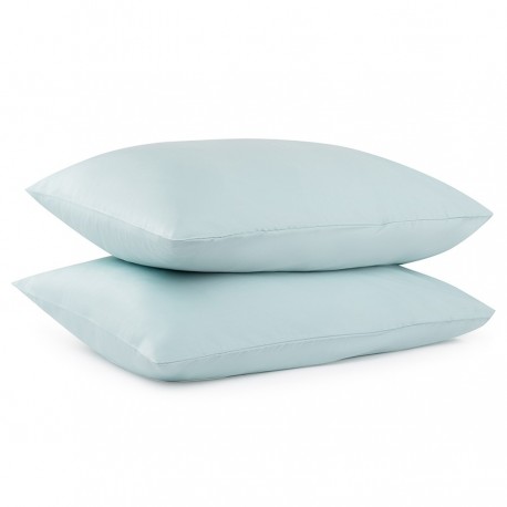 Набор из двух наволочек из сатина голубого цвета из коллекции essential, 50х70 см
