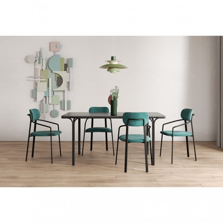 Стул ror, round, велюр, черный/зеленый