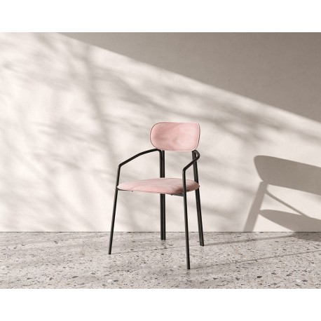 Стул ror, round, велюр, черный/розовый