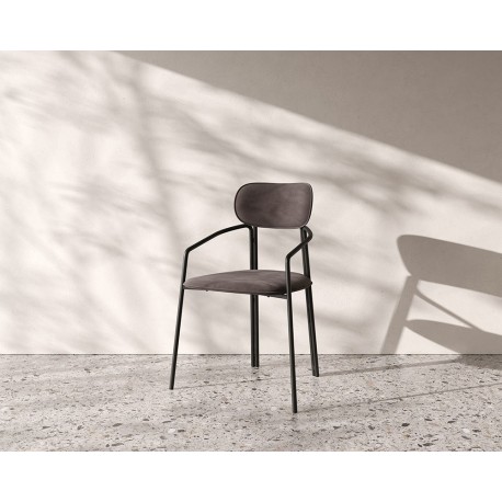 Стул ror, round, велюр, черный/серый