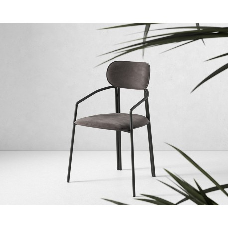 Стул ror, round, велюр, черный/серый