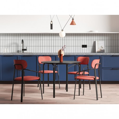 Стул ror, round, велюр, черный/темно-красный