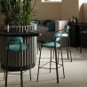 Стул барный ror, round, велюр, черный/светло-бирюзовый