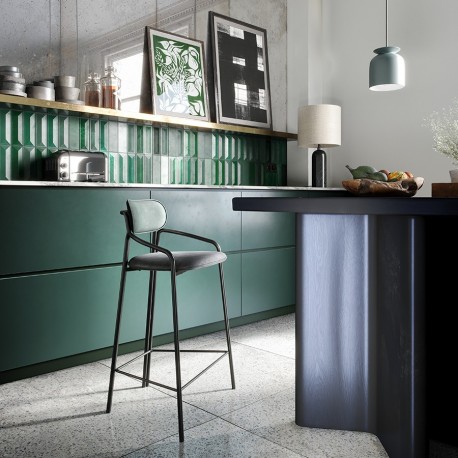 Стул барный ror, round, велюр, черный/темно-зеленый/черный