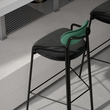 Стул барный ror, round, велюр, черный/темно-зеленый/черный